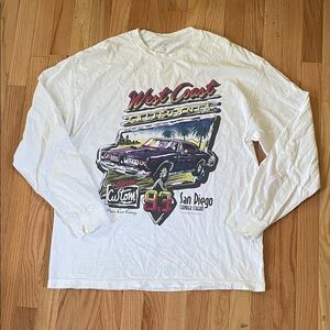 J Galt Long Sleeve T Shirt Mens Large White California Car Graphic Vintage